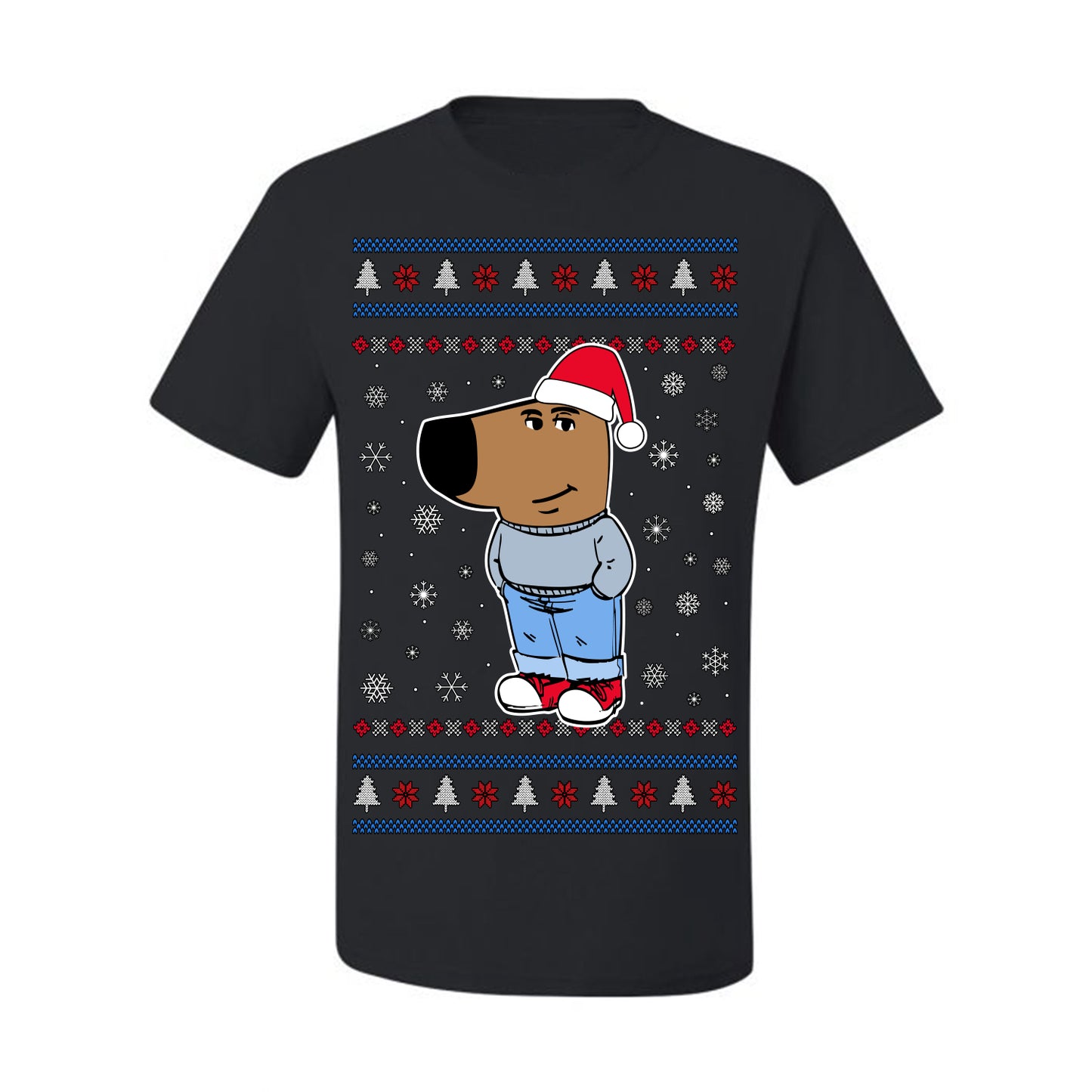I'm Just a Chill Guy My New Character, Santa Dog Viral Meme Coin CHILLGUY Funny Internet Memes, Ugly Christmas Sweater Ugly Christmas Men's T-Shirt