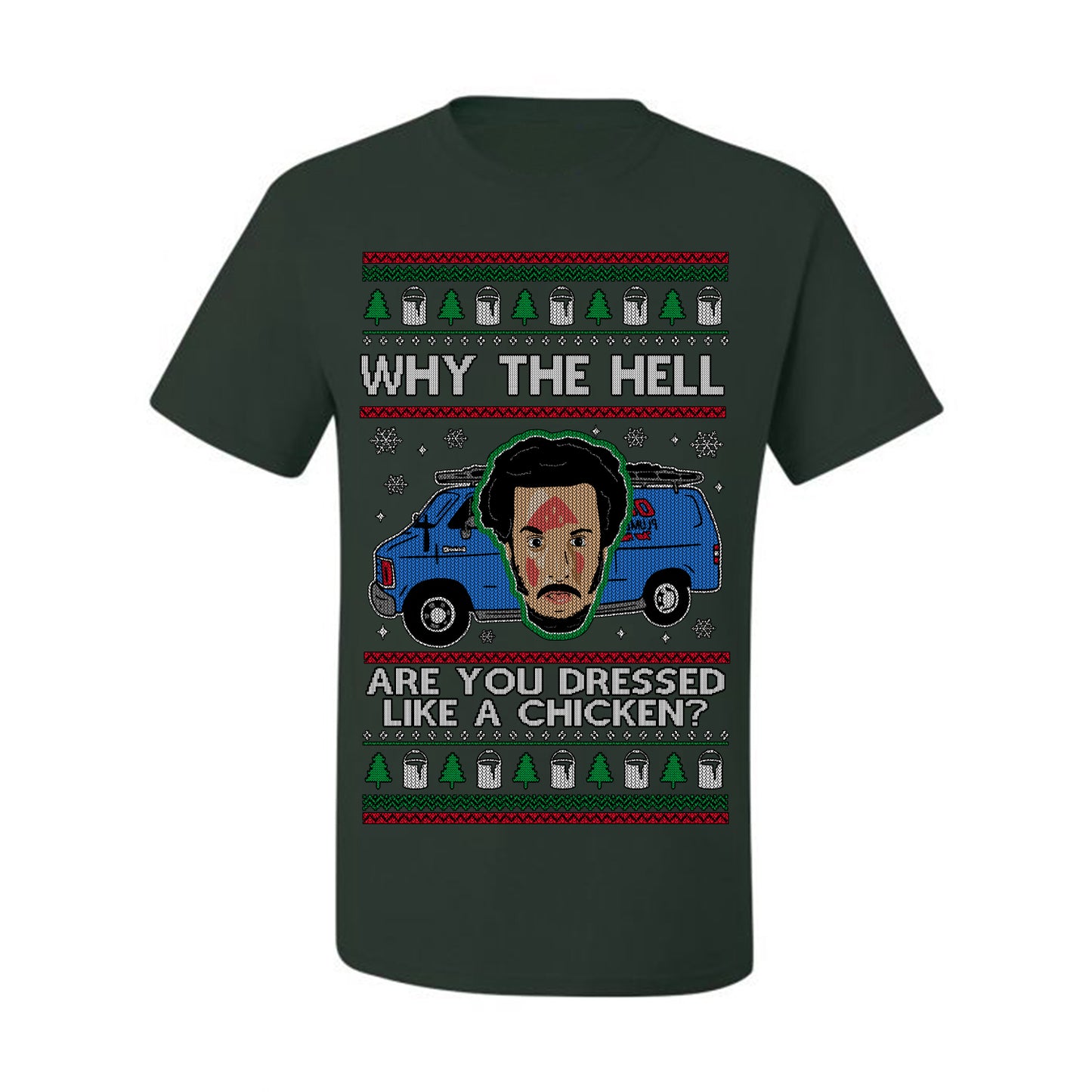 Why the Hell are You Dressed Like a Chicken? Classic Funny 90s Marv Kevin Plumbing Van Bandits Iron, Ugly Christmas Men's T-Shirt