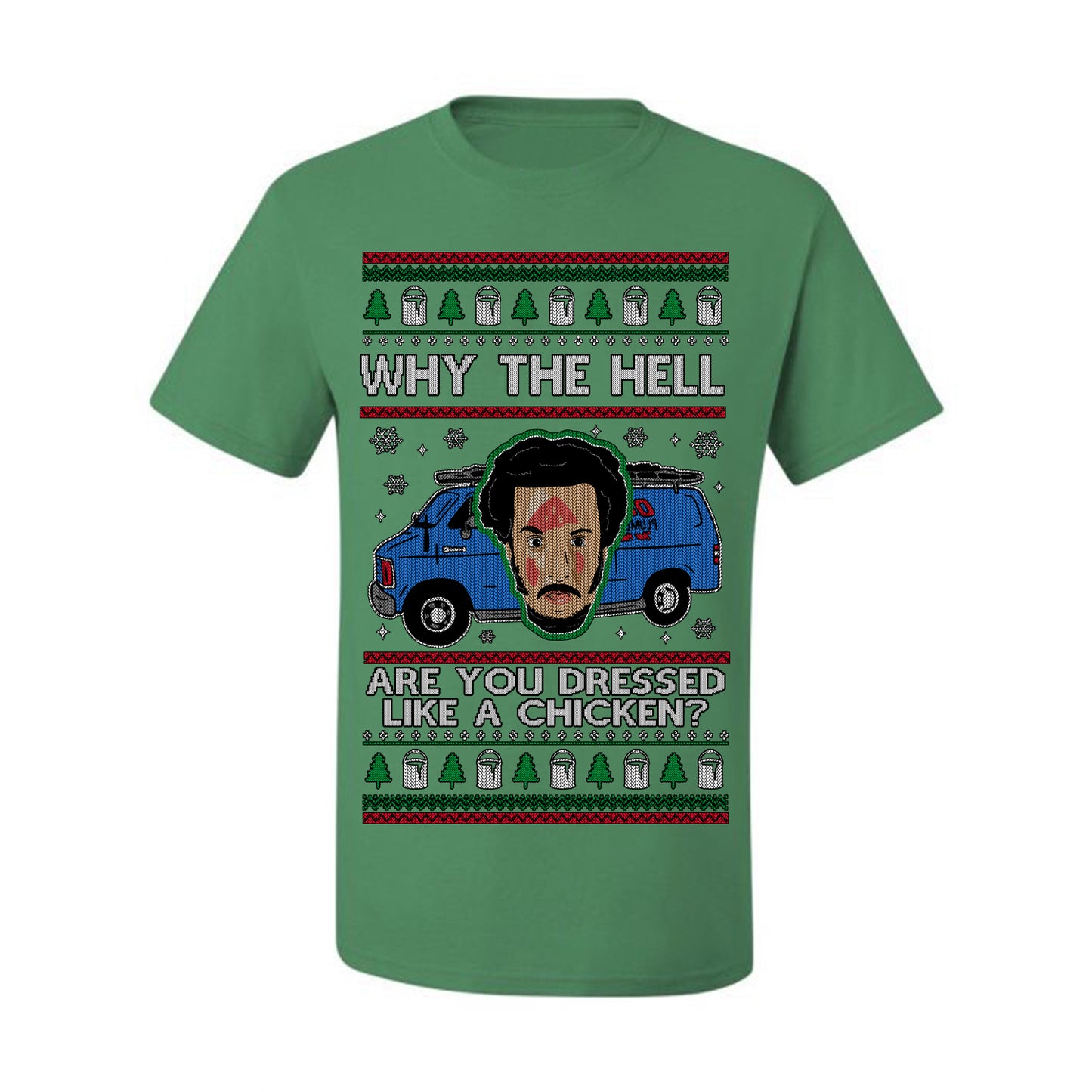 Why the Hell are You Dressed Like a Chicken? Classic Funny 90s Marv Kevin Plumbing Van Bandits Iron, Ugly Christmas Men's T-Shirt