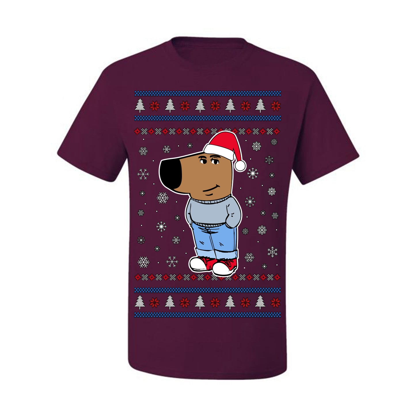 I'm Just a Chill Guy My New Character, Santa Dog Viral Meme Coin CHILLGUY Funny Internet Memes, Ugly Christmas Sweater Ugly Christmas Men's T-Shirt