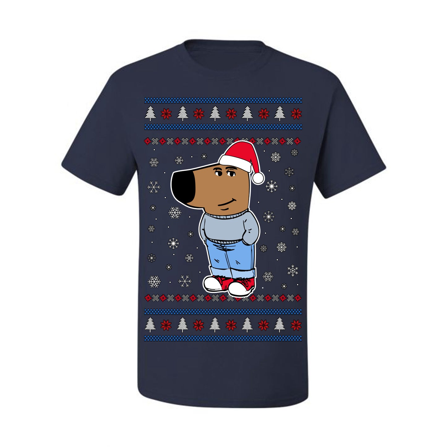 I'm Just a Chill Guy My New Character, Santa Dog Viral Meme Coin CHILLGUY Funny Internet Memes, Ugly Christmas Sweater Ugly Christmas Men's T-Shirt