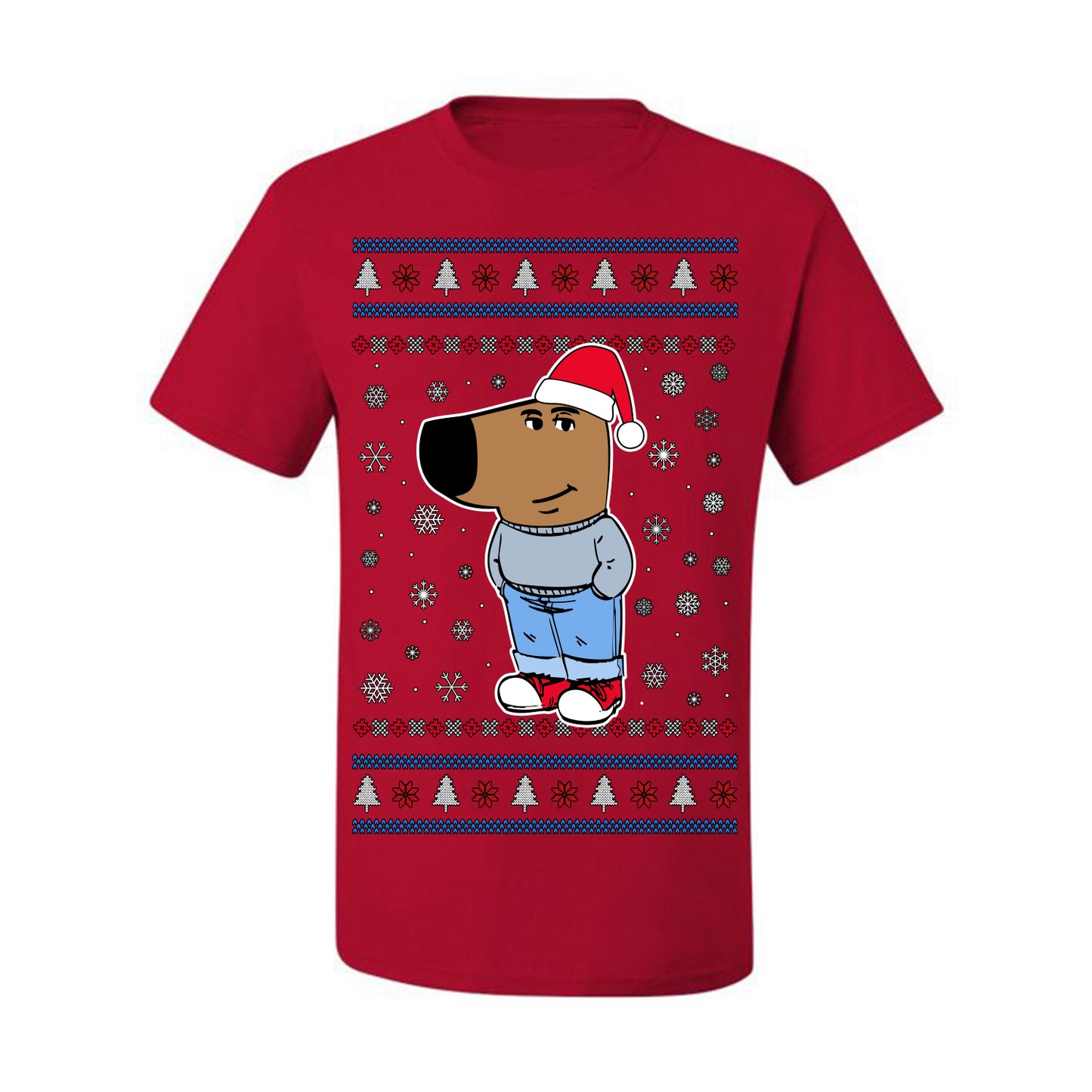 I'm Just a Chill Guy My New Character, Santa Dog Viral Meme Coin CHILLGUY Funny Internet Memes, Ugly Christmas Sweater Ugly Christmas Men's T-Shirt