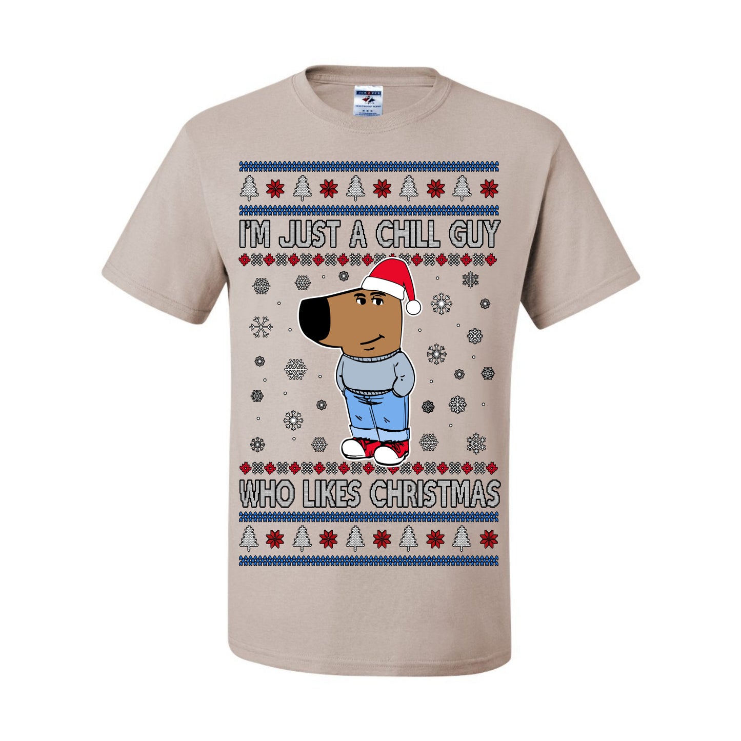 I'm Just a Chill Guy Who Likes Christmas, Viral Dog My New Character Meme Coin CHILLGUY Funny Internet Memes, Ugly Christmas Sweater Ugly Christmas Men's T-Shirt