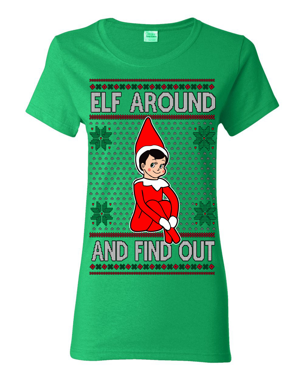 Elf Around and Find Out Funny Gift Toy on a Shelf, Classic Viral Winter Holidays Xmas Meme Ugly Christmas Sweater Ugly Christmas Womens Graphic T-Shirt