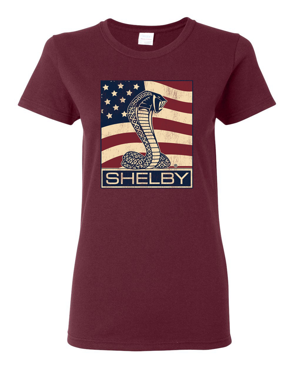 Ford Shelby Vintage American Flag, 1965 Shelby Cobra, Car Lovers Gifts, Cars and Trucks Womens Graphic T-Shirt