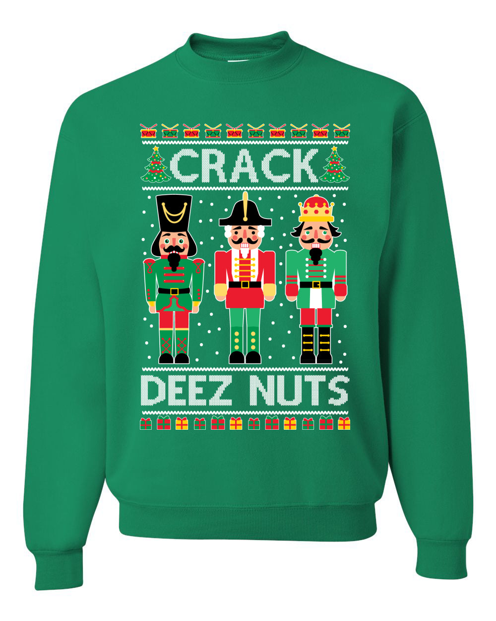 Ugly Holiday Meme Sweater Crewneck Sweatshirt "Crack Deez Nuts" Ugly Christmas Sweater Unisex Crewneck Sweatshirt