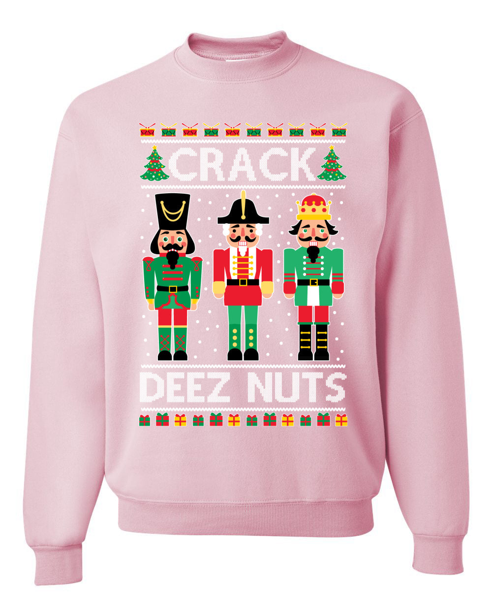 Ugly Holiday Meme Sweater Crewneck Sweatshirt "Crack Deez Nuts" Ugly Christmas Sweater Unisex Crewneck Sweatshirt