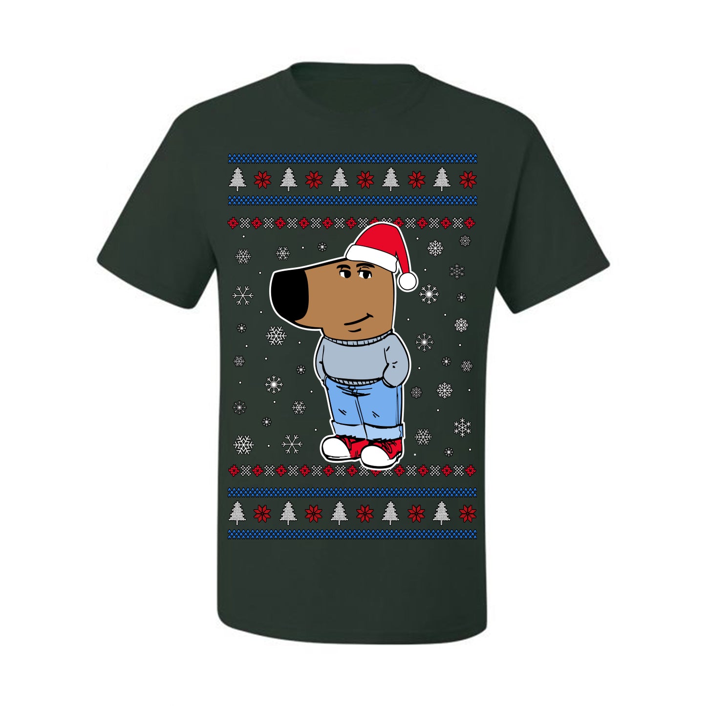 I'm Just a Chill Guy My New Character, Santa Dog Viral Meme Coin CHILLGUY Funny Internet Memes, Ugly Christmas Sweater Ugly Christmas Men's T-Shirt