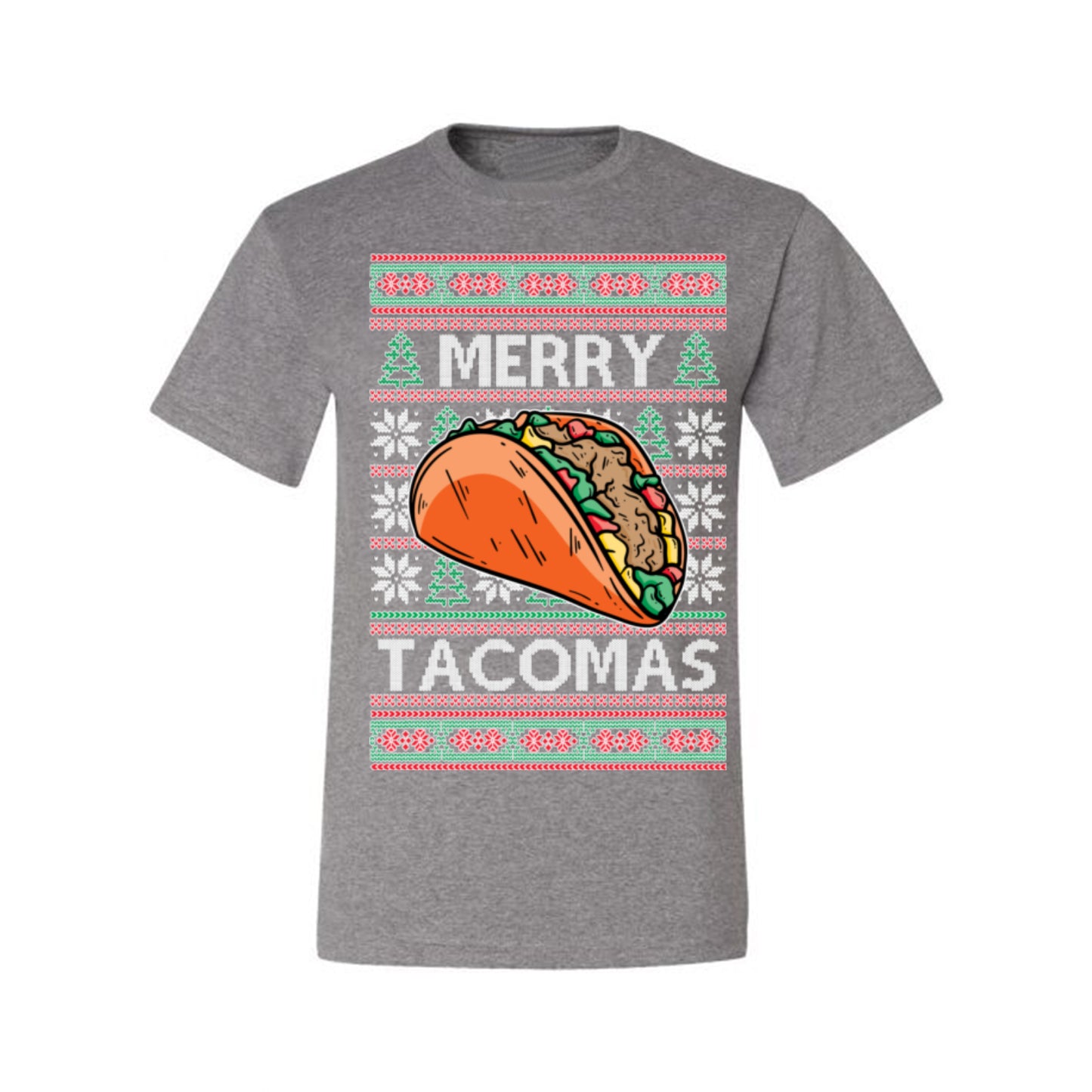 Merry Tacomas, Funny Xmas Al Pastor Barbacoa Chicken Pork Beef Carnitas Pollo Taco Guac, Spanish Mexican Food Ugly Christmas Sweater Ugly Christmas Men's T-Shirt