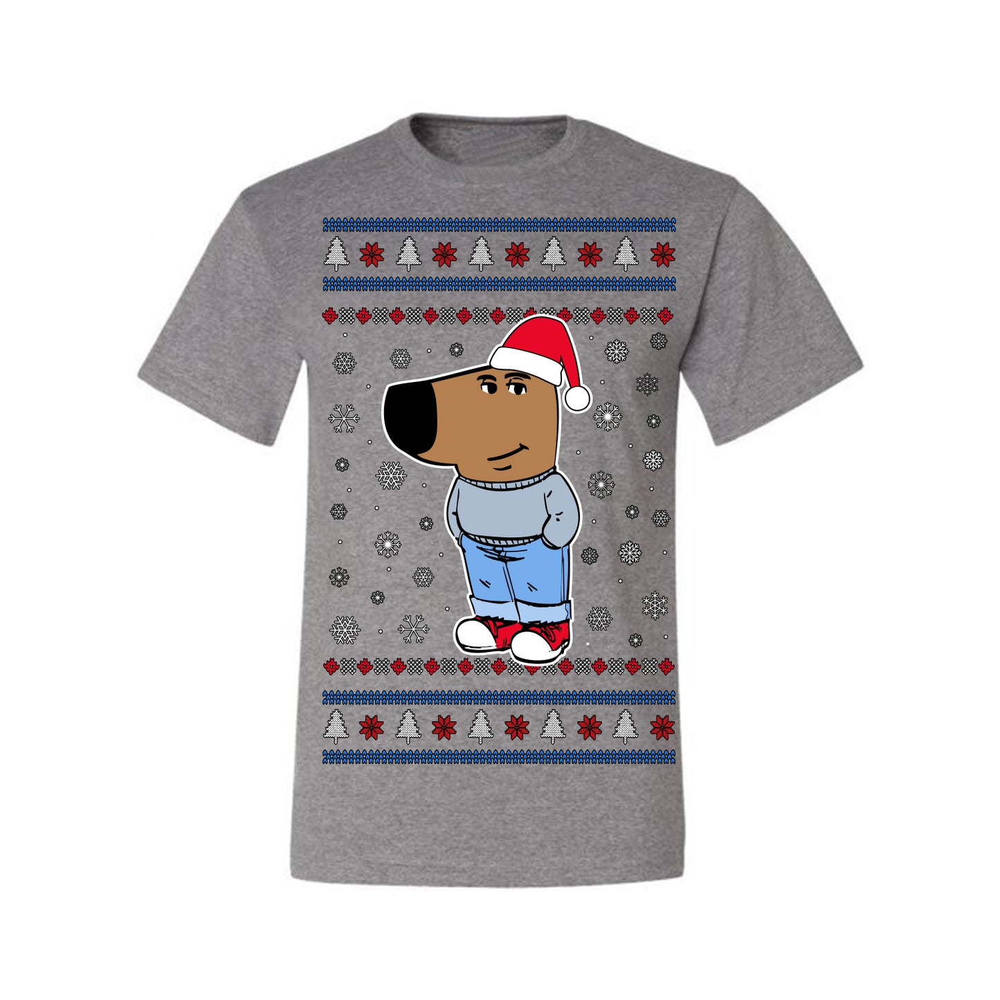 I'm Just a Chill Guy My New Character, Santa Dog Viral Meme Coin CHILLGUY Funny Internet Memes, Ugly Christmas Sweater Ugly Christmas Men's T-Shirt