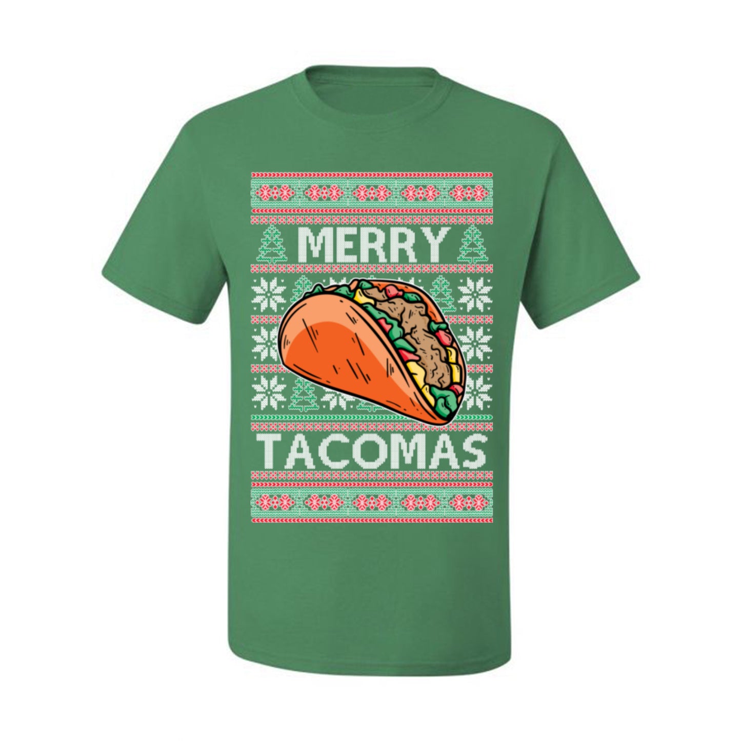 Merry Tacomas, Funny Xmas Al Pastor Barbacoa Chicken Pork Beef Carnitas Pollo Taco Guac, Spanish Mexican Food Ugly Christmas Sweater Ugly Christmas Men's T-Shirt