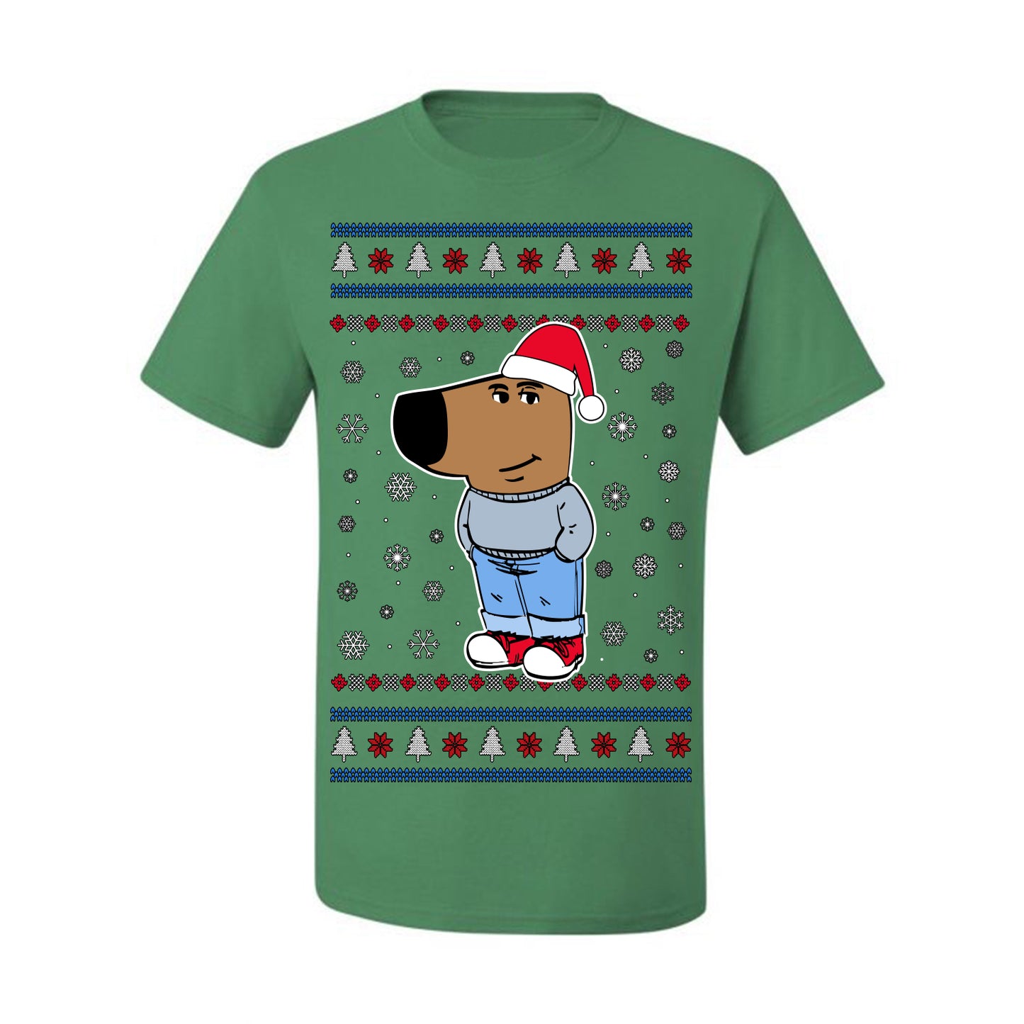 I'm Just a Chill Guy My New Character, Santa Dog Viral Meme Coin CHILLGUY Funny Internet Memes, Ugly Christmas Sweater Ugly Christmas Men's T-Shirt