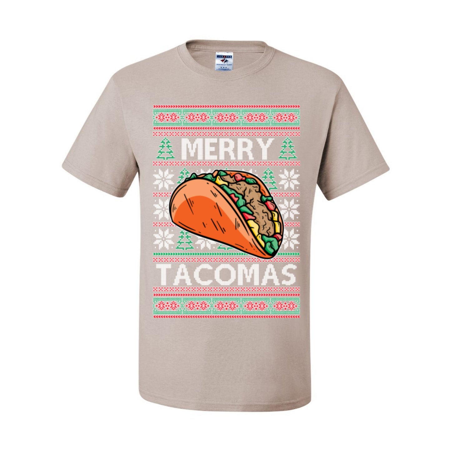 Merry Tacomas, Funny Xmas Al Pastor Barbacoa Chicken Pork Beef Carnitas Pollo Taco Guac, Spanish Mexican Food Ugly Christmas Sweater Ugly Christmas Men's T-Shirt