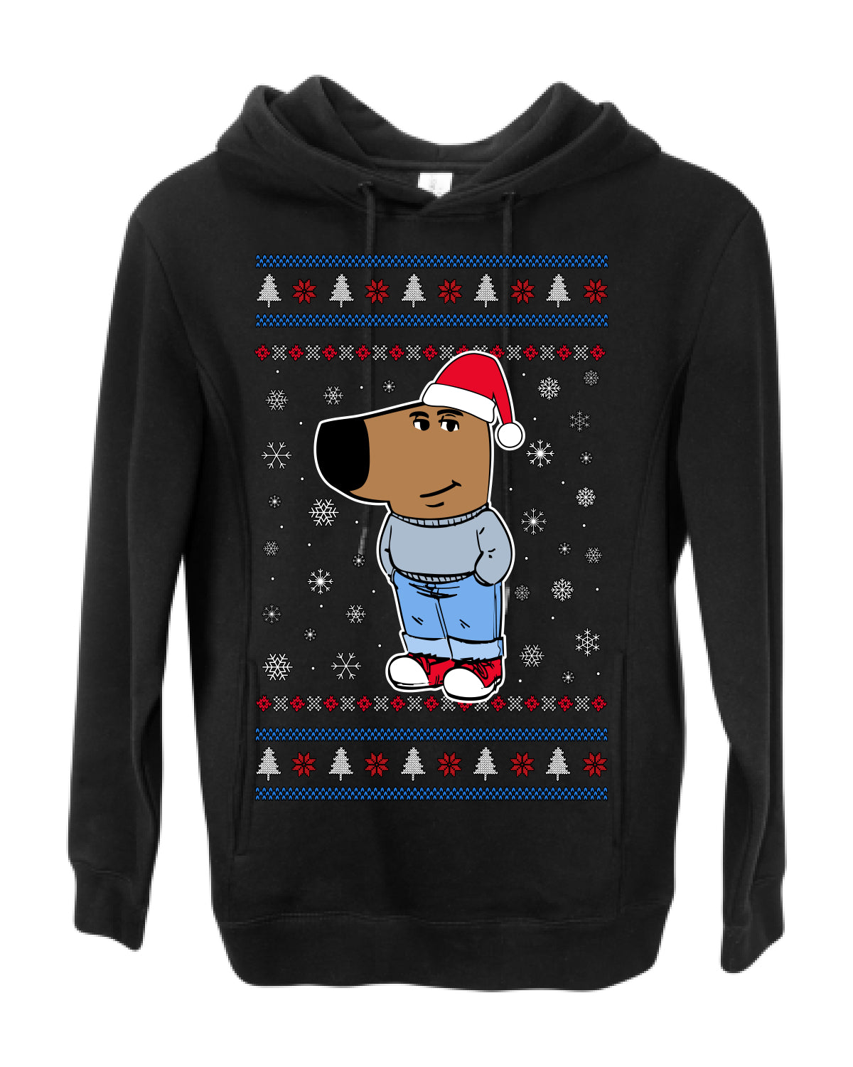 I'm Just a Chill Guy My New Character, Santa Dog Viral Meme Coin CHILLGUY Funny Internet Memes, Ugly Christmas Sweater Ugly Christmas Premium Side-Pocket Hoodie Sweatshirt