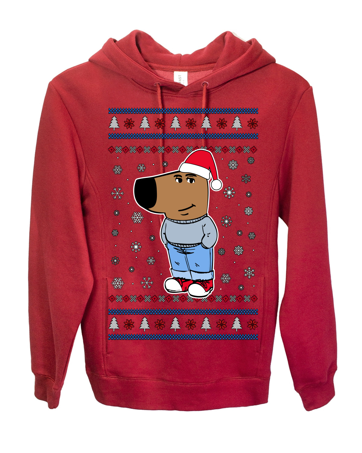 I'm Just a Chill Guy My New Character, Santa Dog Viral Meme Coin CHILLGUY Funny Internet Memes, Ugly Christmas Sweater Ugly Christmas Premium Side-Pocket Hoodie Sweatshirt