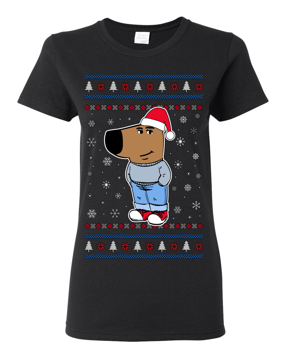 I'm Just a Chill Guy My New Character, Santa Dog Viral Meme Coin CHILLGUY Funny Internet Memes, Ugly Christmas Sweater Ugly Christmas Womens Graphic T-Shirt