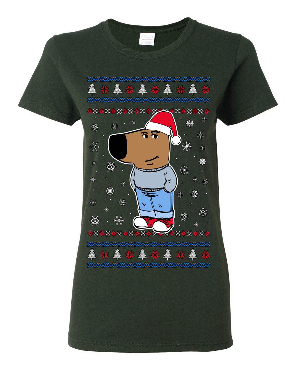I'm Just a Chill Guy My New Character, Santa Dog Viral Meme Coin CHILLGUY Funny Internet Memes, Ugly Christmas Sweater Ugly Christmas Womens Graphic T-Shirt