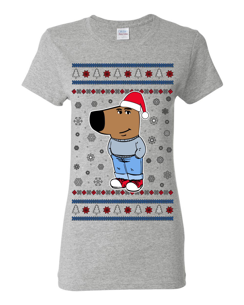 I'm Just a Chill Guy My New Character, Santa Dog Viral Meme Coin CHILLGUY Funny Internet Memes, Ugly Christmas Sweater Ugly Christmas Womens Graphic T-Shirt