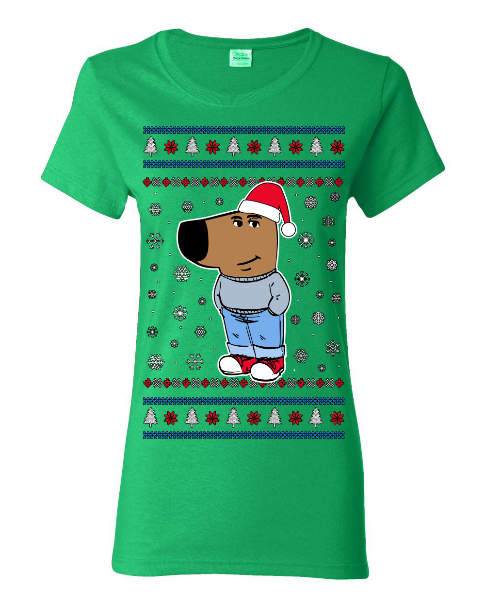 I'm Just a Chill Guy My New Character, Santa Dog Viral Meme Coin CHILLGUY Funny Internet Memes, Ugly Christmas Sweater Ugly Christmas Womens Graphic T-Shirt
