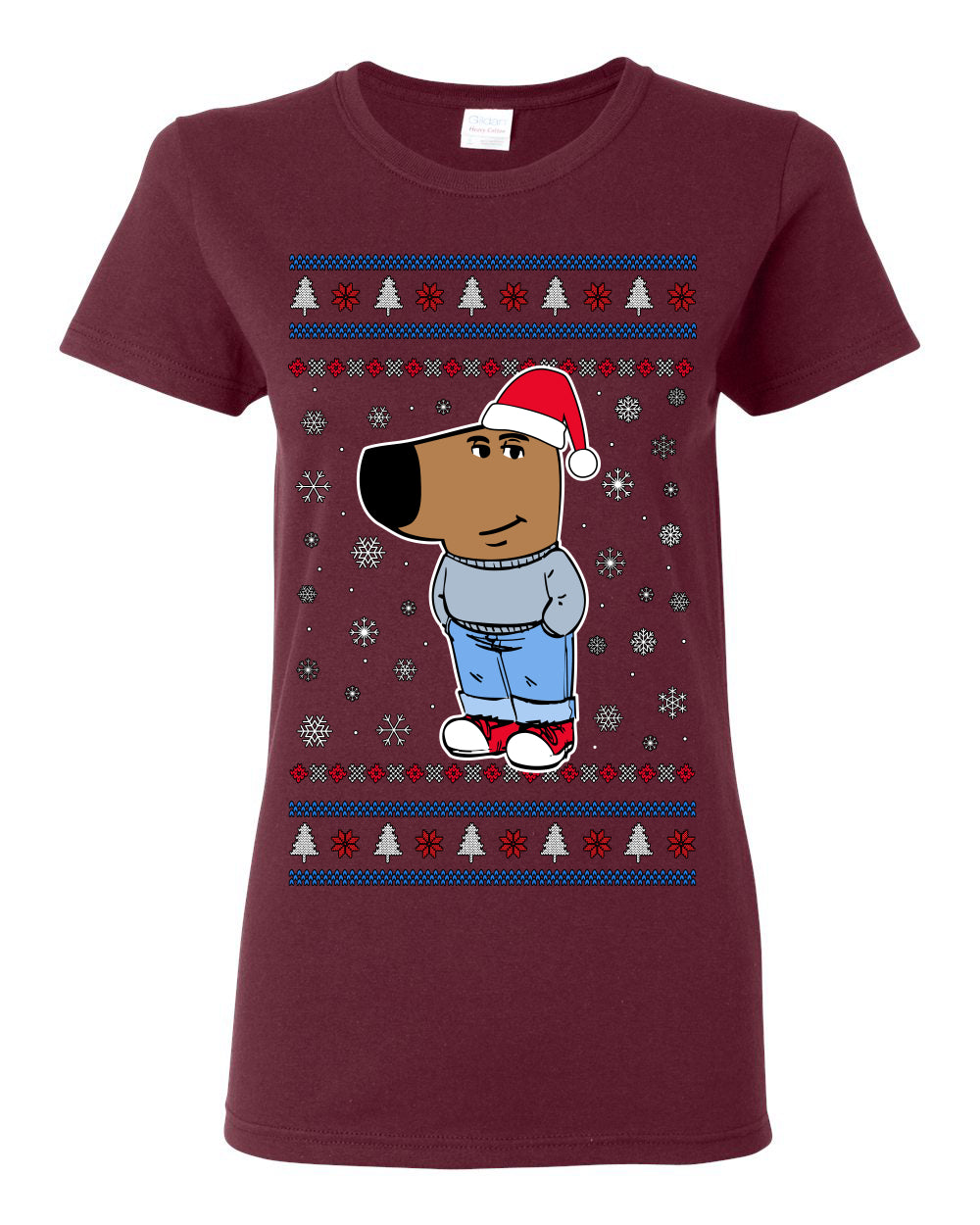 I'm Just a Chill Guy My New Character, Santa Dog Viral Meme Coin CHILLGUY Funny Internet Memes, Ugly Christmas Sweater Ugly Christmas Womens Graphic T-Shirt