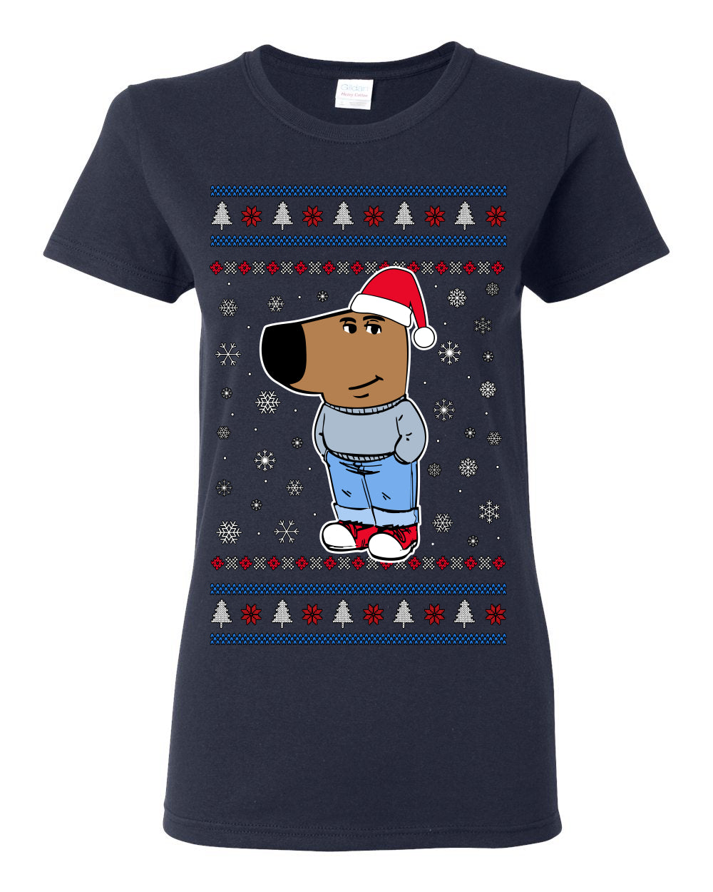 I'm Just a Chill Guy My New Character, Santa Dog Viral Meme Coin CHILLGUY Funny Internet Memes, Ugly Christmas Sweater Ugly Christmas Womens Graphic T-Shirt