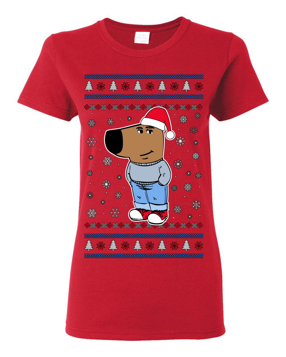 I'm Just a Chill Guy My New Character, Santa Dog Viral Meme Coin CHILLGUY Funny Internet Memes, Ugly Christmas Sweater Ugly Christmas Womens Graphic T-Shirt