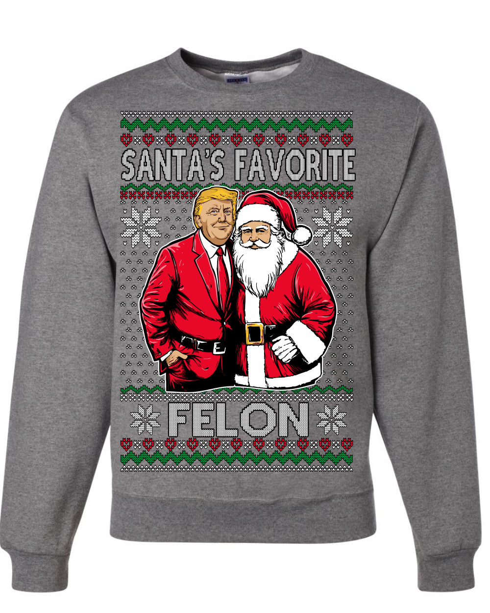 Santa's Favorite Felo,n Funny Donald Trump JD Vance 2024 MAGA Make America Great Again Xmas Santa Claus Funny Sweaters Gift Merch for Republicans, Ugly Christmas Sweater Ugly Christmas Unisex Crewneck Sweatshirt