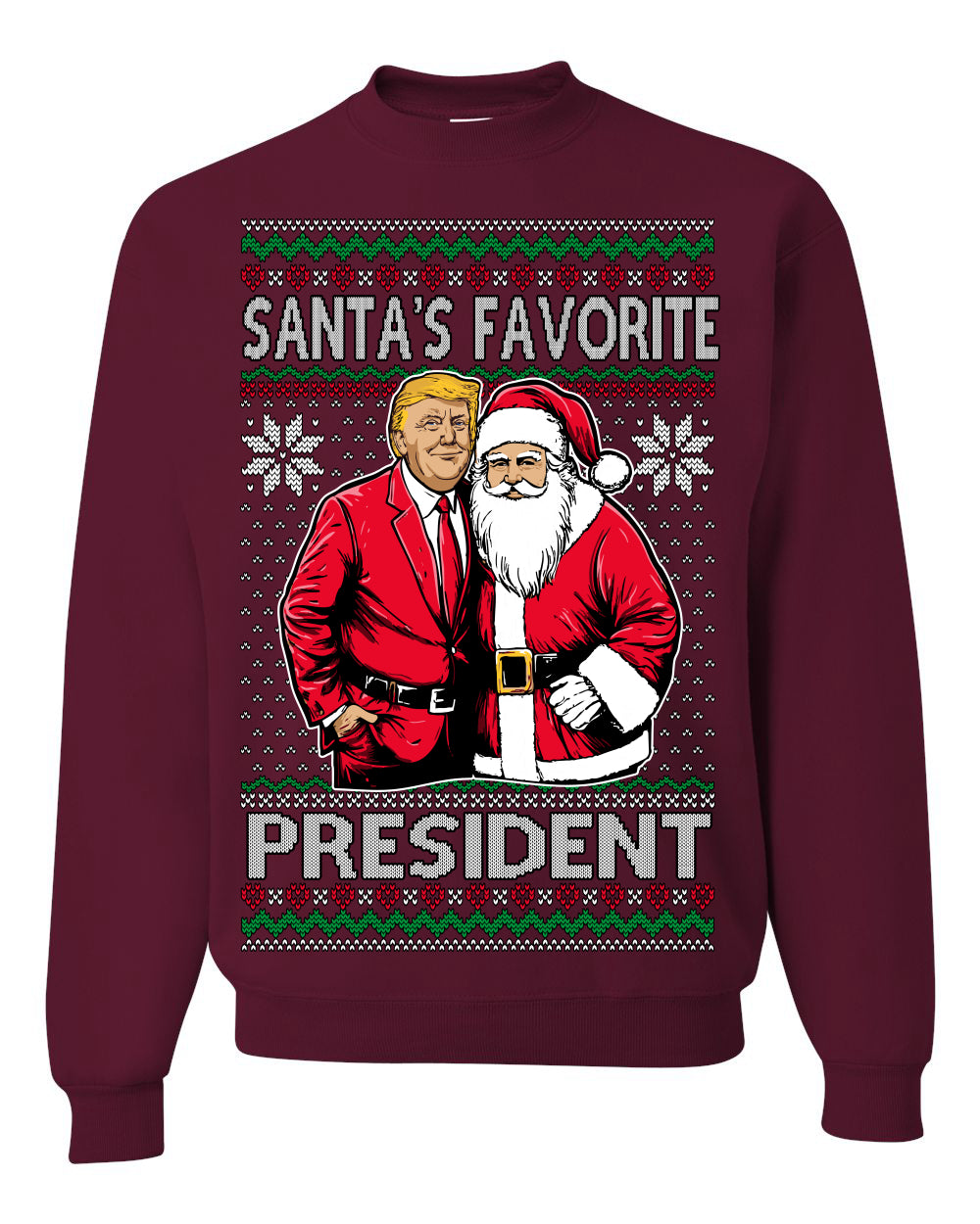 Santa's Favorite President Red Suit Trump, 47th USA President of the United States, Gift for Republicans Conservatives Ugly Christmas Sweater Ugly Christmas Unisex Crewneck Sweatshirt