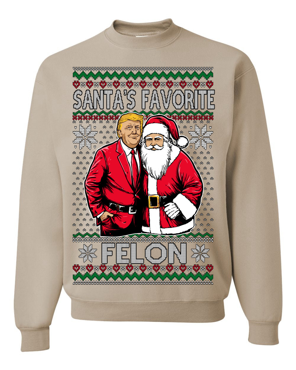Santa's Favorite Felo,n Funny Donald Trump JD Vance 2024 MAGA Make America Great Again Xmas Santa Claus Funny Sweaters Gift Merch for Republicans, Ugly Christmas Sweater Ugly Christmas Unisex Crewneck Sweatshirt