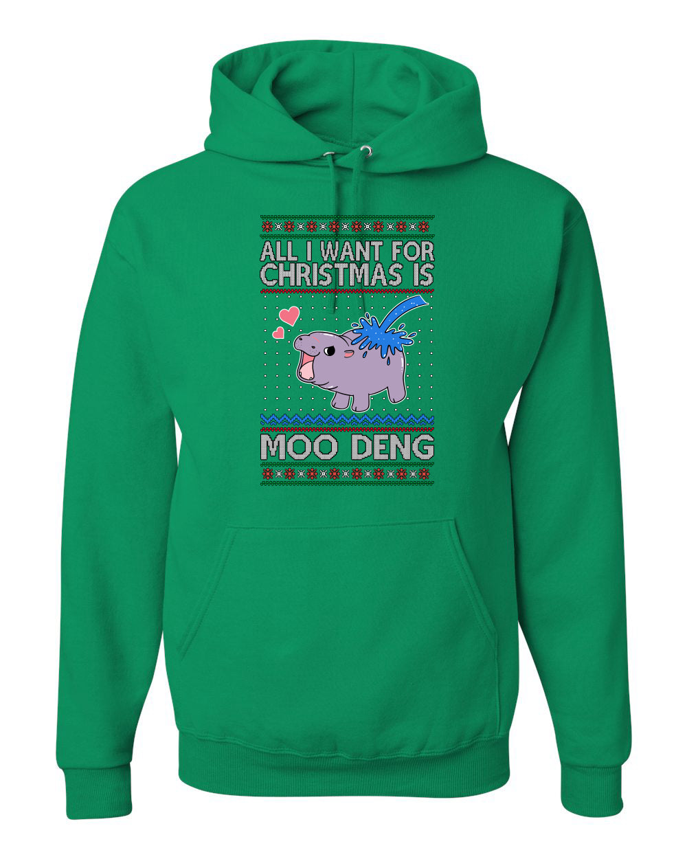 All I Want for Christmas is Moo Deng, Cute Pygmy Hippo Meme Viral Zoo Animal Y2K Era Funny Memes, Ugly Christmas Sweater Ugly Christmas Unisex Hoodie Sweatshirt