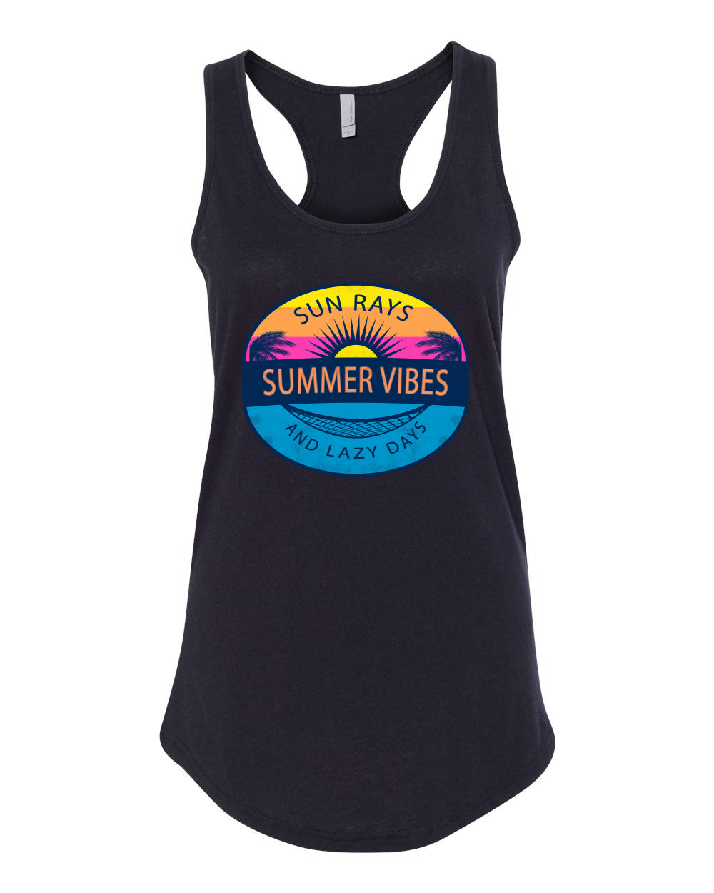 Sun Rays Summer Vibes And Lazy Days, Summer Trends, Beach Style Shirt, Beach Ladies Racerback Tank Top