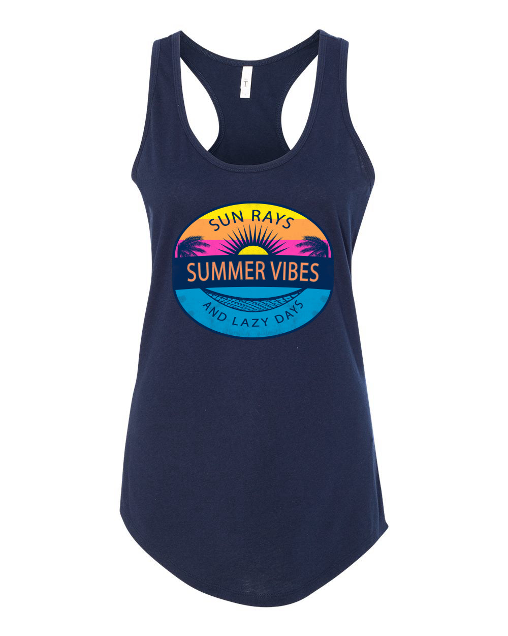 Sun Rays Summer Vibes And Lazy Days, Summer Trends, Beach Style Shirt, Beach Ladies Racerback Tank Top