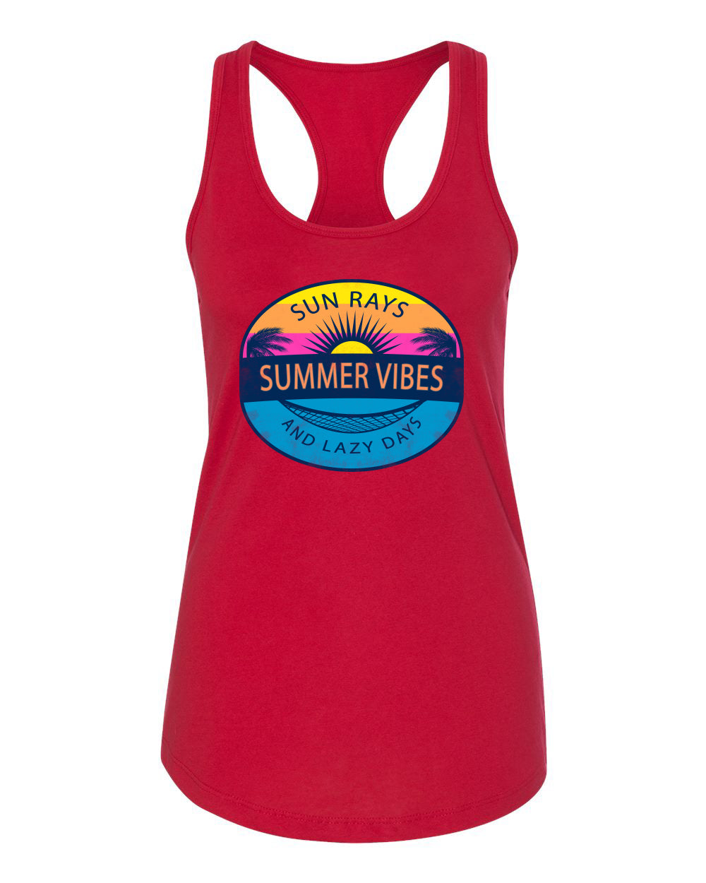 Sun Rays Summer Vibes And Lazy Days, Summer Trends, Beach Style Shirt, Beach Ladies Racerback Tank Top