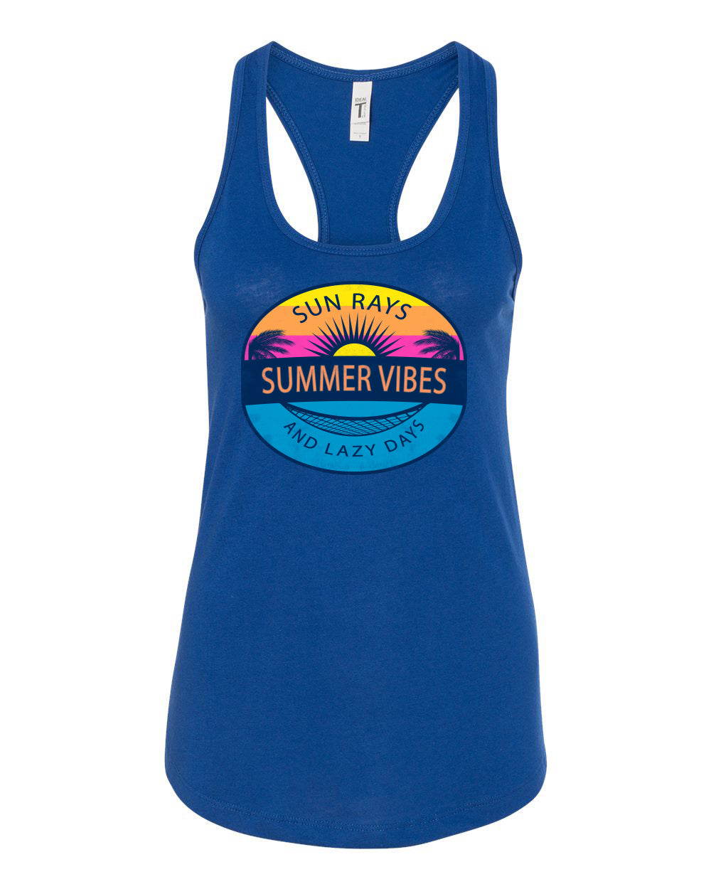 Sun Rays Summer Vibes And Lazy Days, Summer Trends, Beach Style Shirt, Beach Ladies Racerback Tank Top