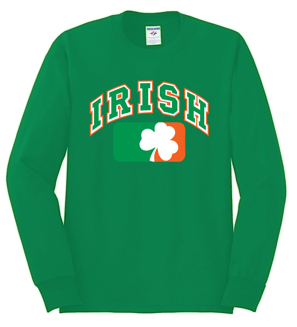 Irish Clover Leaf Flag, St Patricks Day, Shamrock shirt, St. Patrick's Day Mens Long Sleeve Shirt